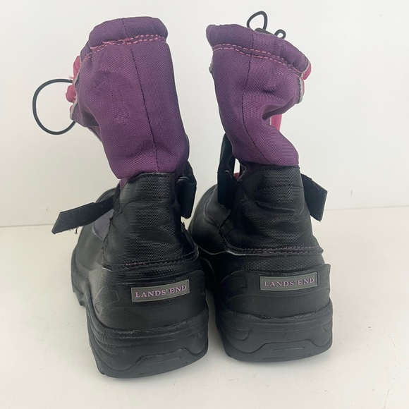 Lands’ End Pink Purple Black Adjustable Strap Snow Boots Women’s Size 8 - Picture 4 of 14